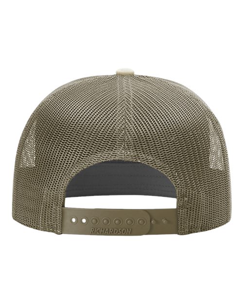 Richardson 168 Seven-Panel Trucker Cap - Pale Khaki/ Loden Green - back
