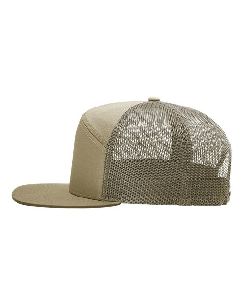 Richardson 168 Seven-Panel Trucker Cap - Pale Khaki/ Loden Green - side