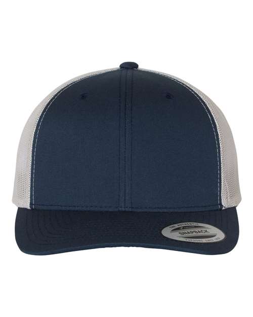 Yupoong 6606 Retro Trucker Cap - Navy/ Silver - front