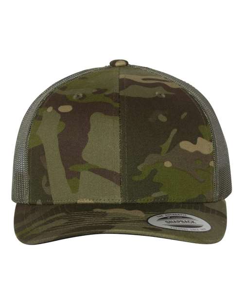 Yupoong 6606 Retro Trucker Cap - Multicam Tropic/ Green - front