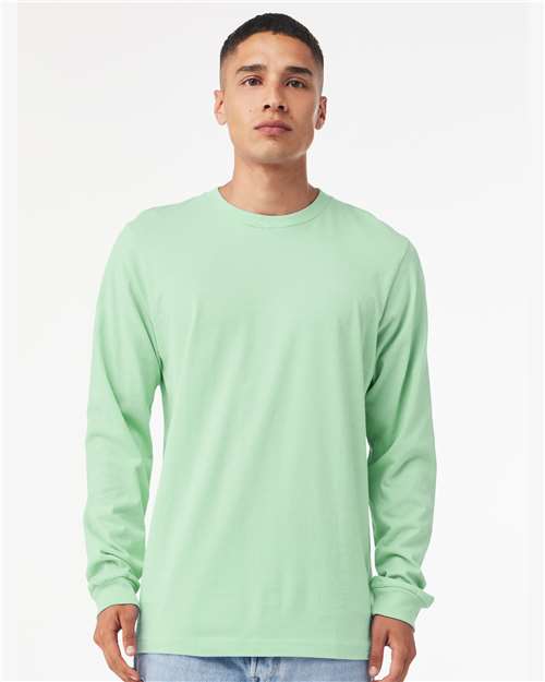Bella+Canvas 3501 Unisex Jersey Long Sleeve Tee - Mint - model front