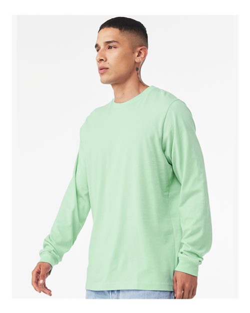Bella+Canvas 3501 Unisex Jersey Long Sleeve Tee - Mint - model side