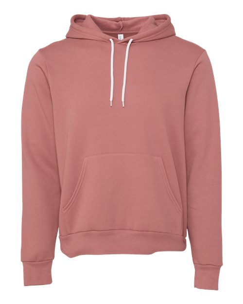 Bella+Canvas 3719 Unisex Sponge Fleece Pullover Hoodie - Mauve - flat front