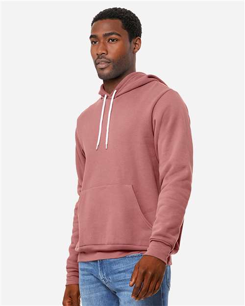 Bella+Canvas 3719 Unisex Sponge Fleece Pullover Hoodie - Mauve - model side
