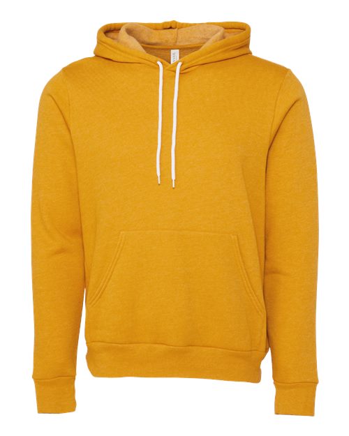 Bella+Canvas 3719 Unisex Sponge Fleece Pullover Hoodie - Heather Mustard - flat front