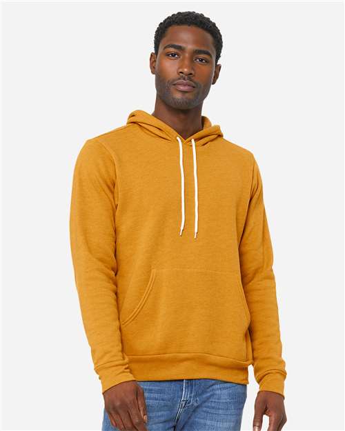 Bella+Canvas 3719 Unisex Sponge Fleece Pullover Hoodie - Heather Mustard - model front