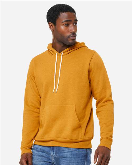 Bella+Canvas 3719 Unisex Sponge Fleece Pullover Hoodie - Heather Mustard - model side