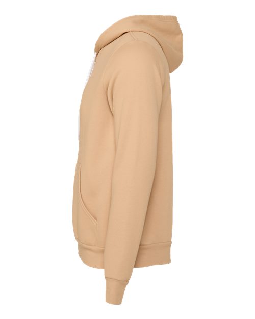 Bella + Canvas 3739 Sponge Fleece Full-Zip Hoodie Sweatshirt - Heather Sand Dune - side