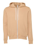 Bella + Canvas 3739 Sponge Fleece Full-Zip Hoodie Sweatshirt - Heather Sand Dune - flat front