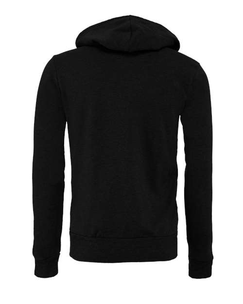 Bella + Canvas 3739 Sponge Fleece Full-Zip Hoodie Sweatshirt - Black Heather - back