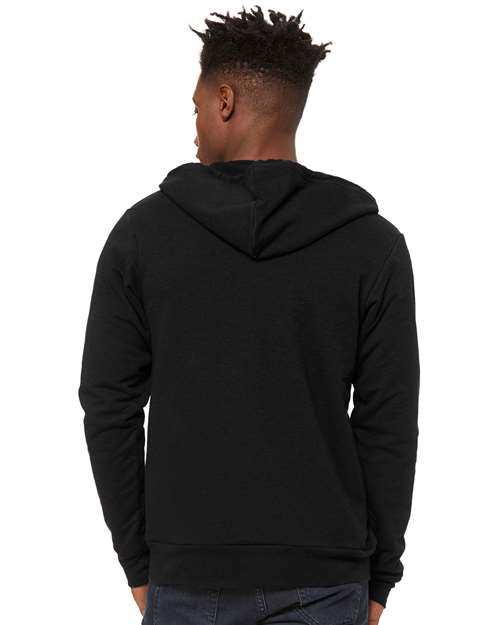 Bella + Canvas 3739 Sponge Fleece Full-Zip Hoodie Sweatshirt - Black Heather - model back
