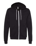Bella + Canvas 3739 Sponge Fleece Full-Zip Hoodie Sweatshirt - DTG Black - flat front