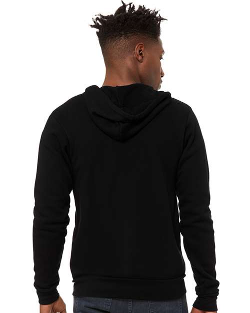 Bella + Canvas 3739 Sponge Fleece Full-Zip Hoodie Sweatshirt - DTG Black - model back