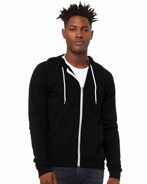 Bella + Canvas 3739 Sponge Fleece Full-Zip Hoodie Sweatshirt - DTG Black - model front