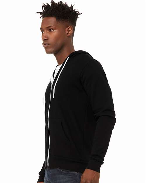 Bella + Canvas 3739 Sponge Fleece Full-Zip Hoodie Sweatshirt - DTG Black - model side