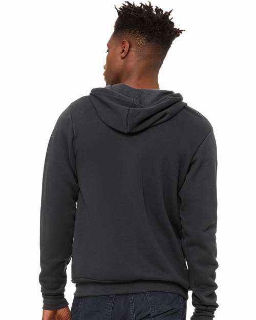 Bella + Canvas 3739 Sponge Fleece Full-Zip Hoodie Sweatshirt - DTG Dark Grey - model back