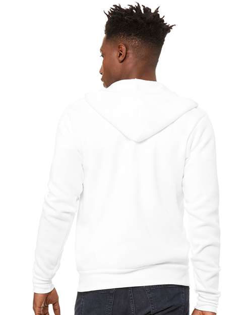Bella + Canvas 3739 Sponge Fleece Full-Zip Hoodie Sweatshirt - DTG White - model back