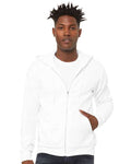 Bella + Canvas 3739 Sponge Fleece Full-Zip Hoodie Sweatshirt - DTG White - model front