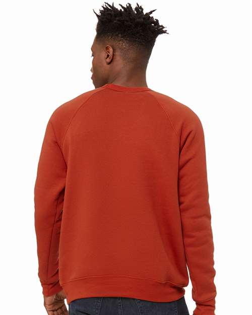 BELLA + CANVAS 3901 Unisex Sponge Fleece Raglan Crewneck Sweatshirt - Brick - model back