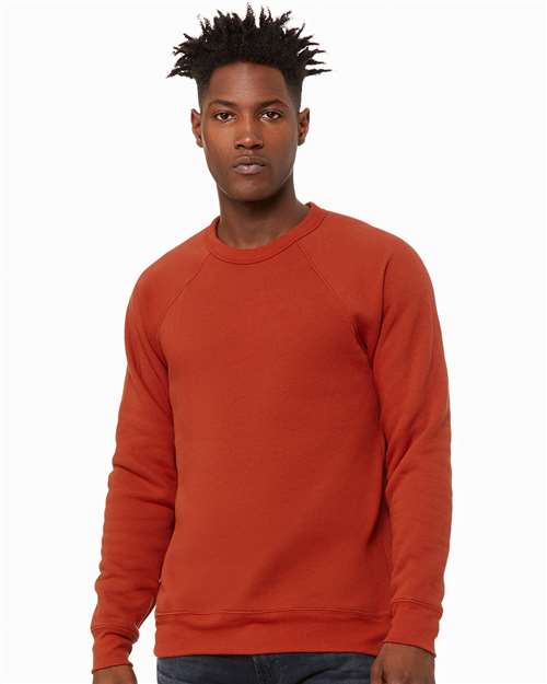 BELLA + CANVAS 3901 Unisex Sponge Fleece Raglan Crewneck Sweatshirt - Brick - model front