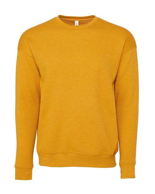Bella + Canvas 3945 Sponge Fleece Drop Shoulder Crewneck Sweatshirt - Heather Mustard - flat front