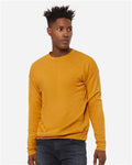 Bella + Canvas 3945 Sponge Fleece Drop Shoulder Crewneck Sweatshirt - Heather Mustard - model front