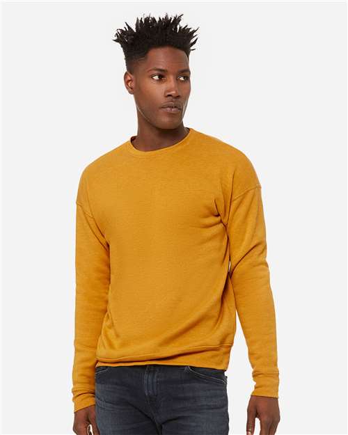 Bella + Canvas 3945 Sponge Fleece Drop Shoulder Crewneck Sweatshirt - Heather Mustard - model front