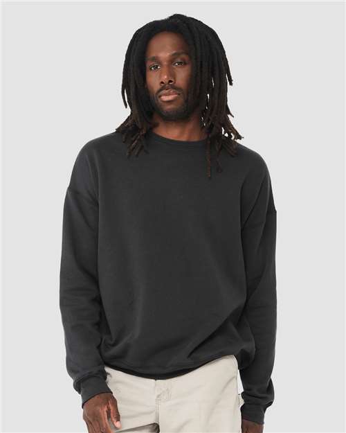 Bella + Canvas 3945 Sponge Fleece Drop Shoulder Crewneck Sweatshirt - Dark Grey - model front