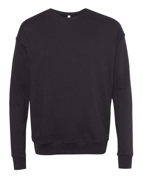 Bella + Canvas 3945 Sponge Fleece Drop Shoulder Crewneck Sweatshirt - DTG Black - front
