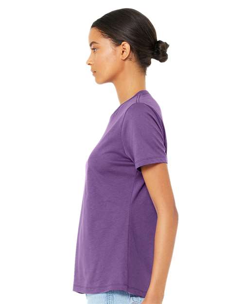BELLA + CANVAS 6400 Women’s Relaxed Jersey Tee - Royal Purple - model side