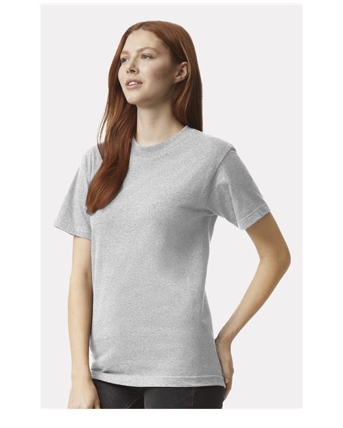 American Apparel 1301 Heavyweight Cotton Tee - Heather Grey - model side