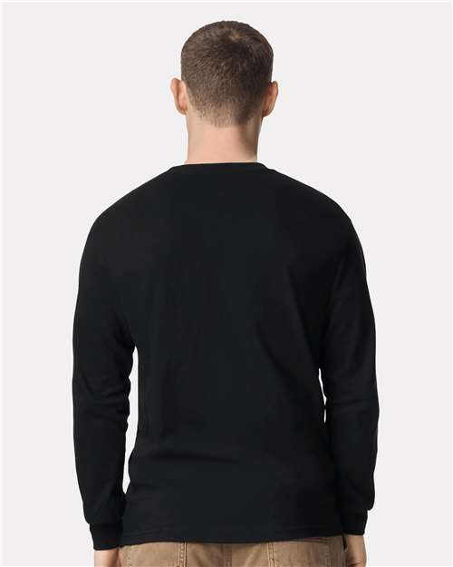 American Apparel 1304 Unisex Heavyweight Cotton Long Sleeve Tee - Black - model back