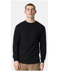 American Apparel 1304 Unisex Heavyweight Cotton Long Sleeve Tee - Black - model front