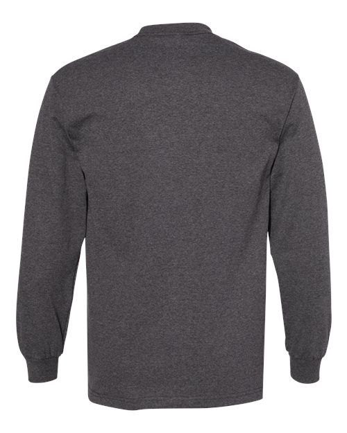 American Apparel 1304 Unisex Heavyweight Cotton Long Sleeve Tee - Heather Charcoal - back