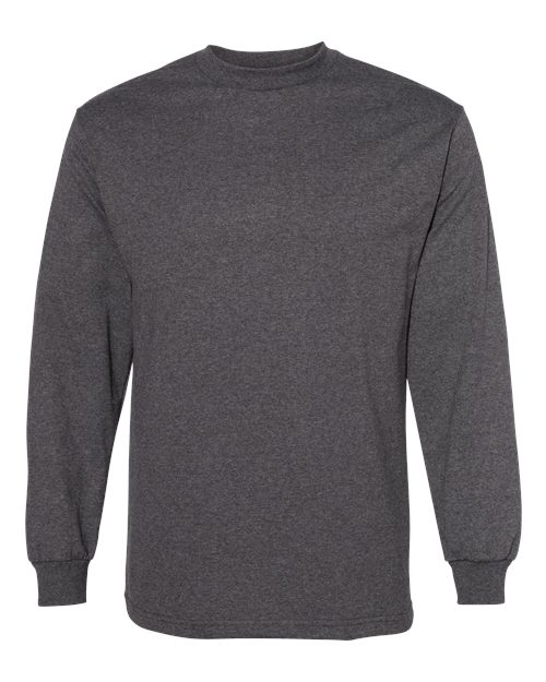 American Apparel 1304 Unisex Heavyweight Cotton Long Sleeve Tee - Heather Charcoal - front