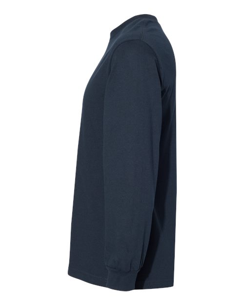 American Apparel 1304 Unisex Heavyweight Cotton Long Sleeve Tee - True Navy - side