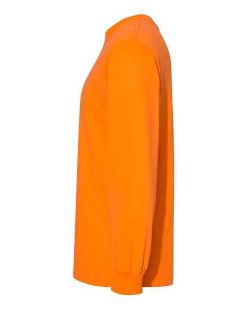American Apparel 1304 Unisex Heavyweight Cotton Long Sleeve Tee - Orange - side