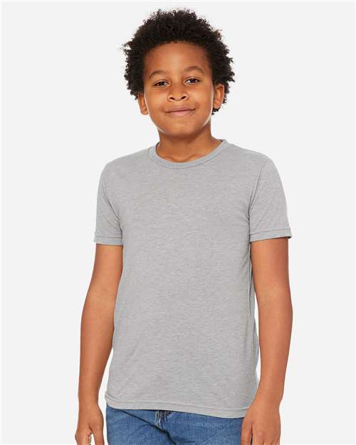 BELLA + CANVAS 3413Y Youth Triblend Tee - Athletic Grey Triblend - model front