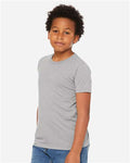 BELLA + CANVAS 3413Y Youth Triblend Tee - Athletic Grey Triblend - model side