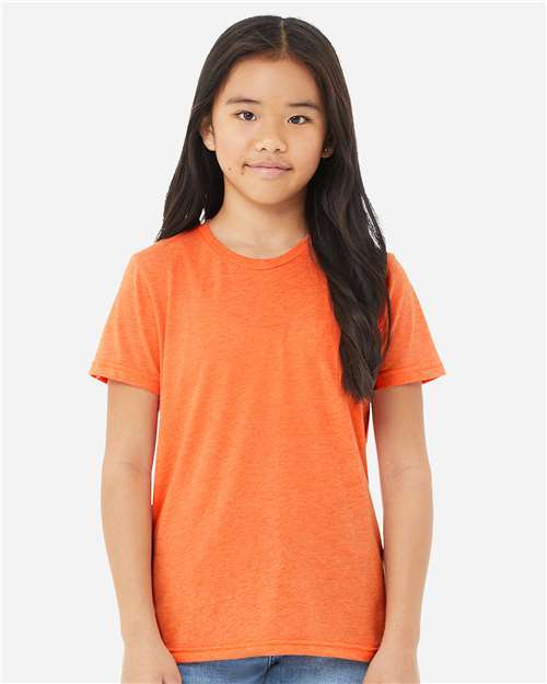 BELLA + CANVAS 3413Y Youth Triblend Tee - Orange Triblend - model front