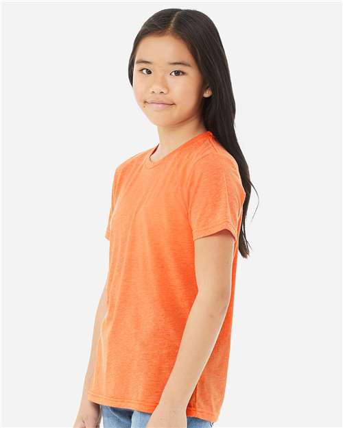 BELLA + CANVAS 3413Y Youth Triblend Tee - Orange Triblend - model side