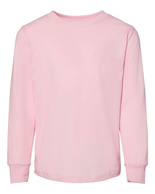 BELLA + CANVAS 3501T Toddler Jersey Long Sleeve Tee - Pink - front