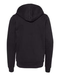 BELLA + CANVAS 3739Y Youth Sponge Fleece Full-Zip Hoodie Sweatshirt - Black - back
