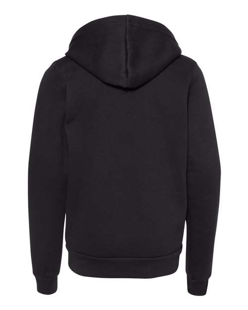 BELLA + CANVAS 3739Y Youth Sponge Fleece Full-Zip Hoodie Sweatshirt - Black - back