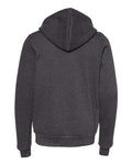 BELLA + CANVAS 3739Y Youth Sponge Fleece Full-Zip Hoodie Sweatshirt - Dark Grey Heather - back