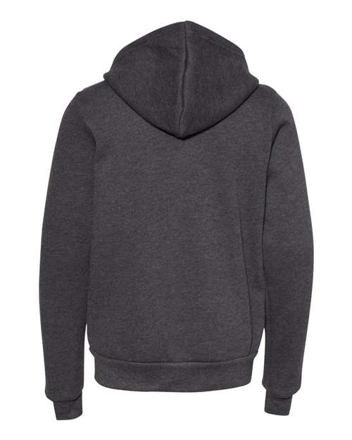 BELLA + CANVAS 3739Y Youth Sponge Fleece Full-Zip Hoodie Sweatshirt - Dark Grey Heather - back