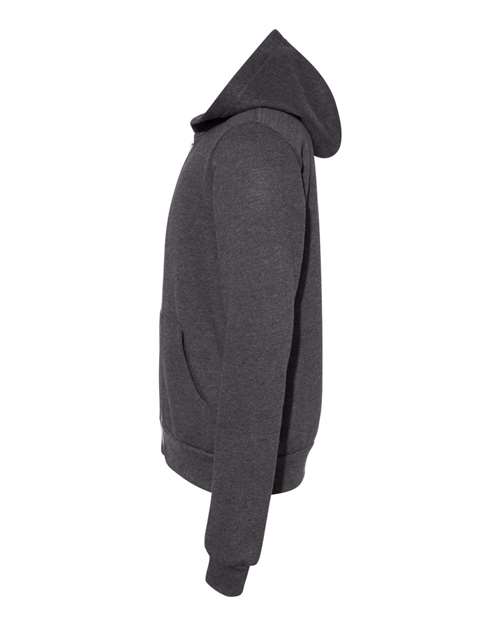 BELLA + CANVAS 3739Y Youth Sponge Fleece Full-Zip Hoodie Sweatshirt - Dark Grey Heather - side