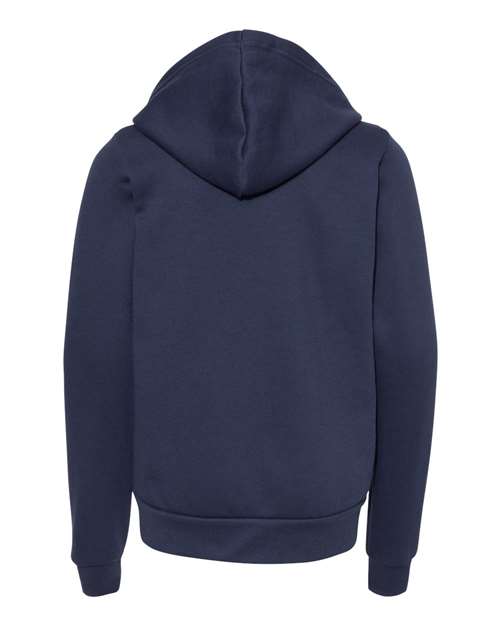 BELLA + CANVAS 3739Y Youth Sponge Fleece Full-Zip Hoodie Sweatshirt - Navy - back