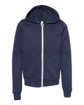 BELLA + CANVAS 3739Y Youth Sponge Fleece Full-Zip Hoodie Sweatshirt - Navy - front