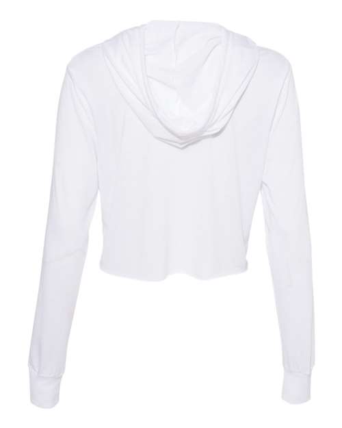 BELLA + CANVAS 8512 Women’s Triblend Crop Long Sleeve Hoodie Tee - Solid White Triblend - back
